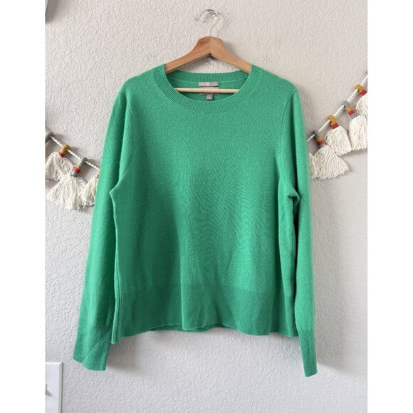 J. Crew Cashmere Classic Fit Crewneck Sweater Green Minimalist Basics Cozy XL - Picture 1 of 8